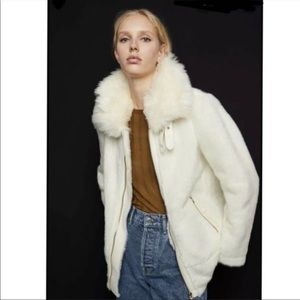 🔥Zara faux fur Moto jacket coat💥💥